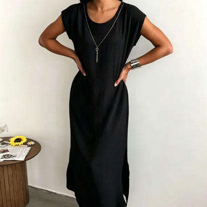 Robe d'été sans manches à fente latérale pour femme