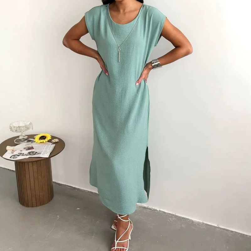 Robe d'été sans manches à fente latérale pour femme
