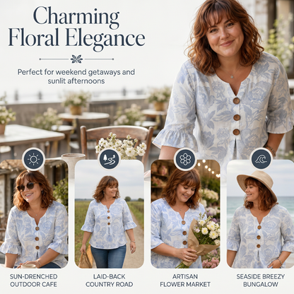 Haut d'été à fleurs pour femme avec manches à volants