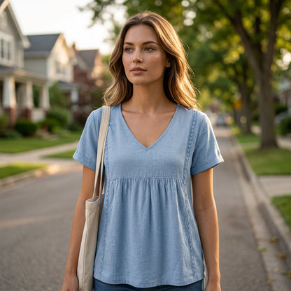 T-shirt élégant à col en V pour femme