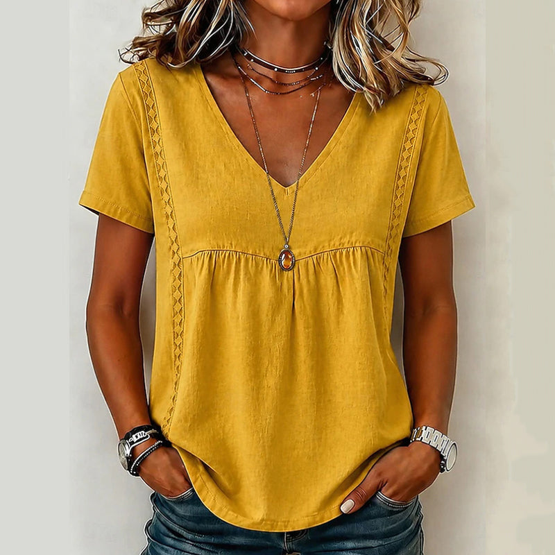 T-shirt élégant à col en V pour femme