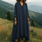 👗 🌸Robe maxi ample à col en V et volants – coupe fluide, volants romantiques et polyvalente – parfaite pour les journées chaudes, la plage et les occasions spéciales.