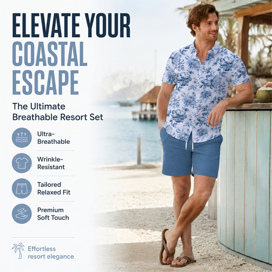 Ensemble chemise et short à motifs floraux tropicaux pour homme