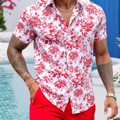 Ensemble chemise et short à motifs floraux tropicaux pour homme