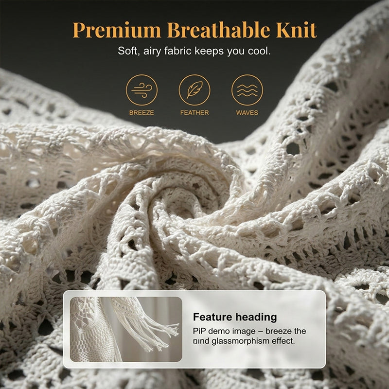 👗 50% DE RÉDUCTION ! ✨ Paréo de plage bohème au crochet avec des pompons – Crochet ajouré raffiné, silhouette fluide et franges ludiques 🌊