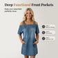 Robe en jean pour femme avec boucles réglables et poches