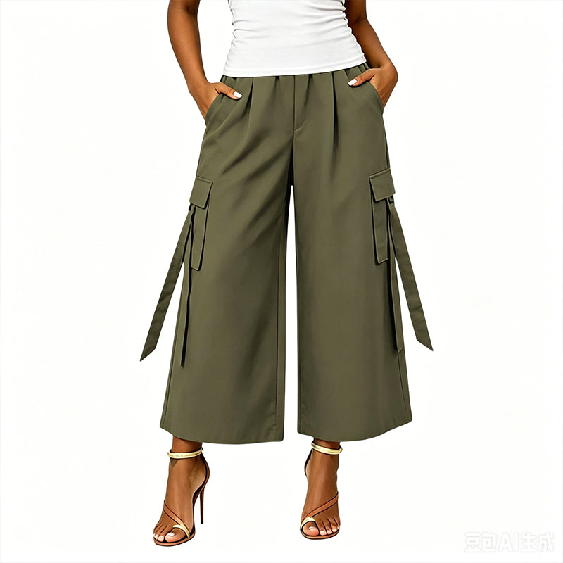 Pantalons cargo courts à jambes larges pour femmes