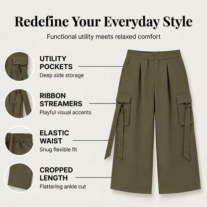 Pantalons cargo courts à jambes larges pour femmes