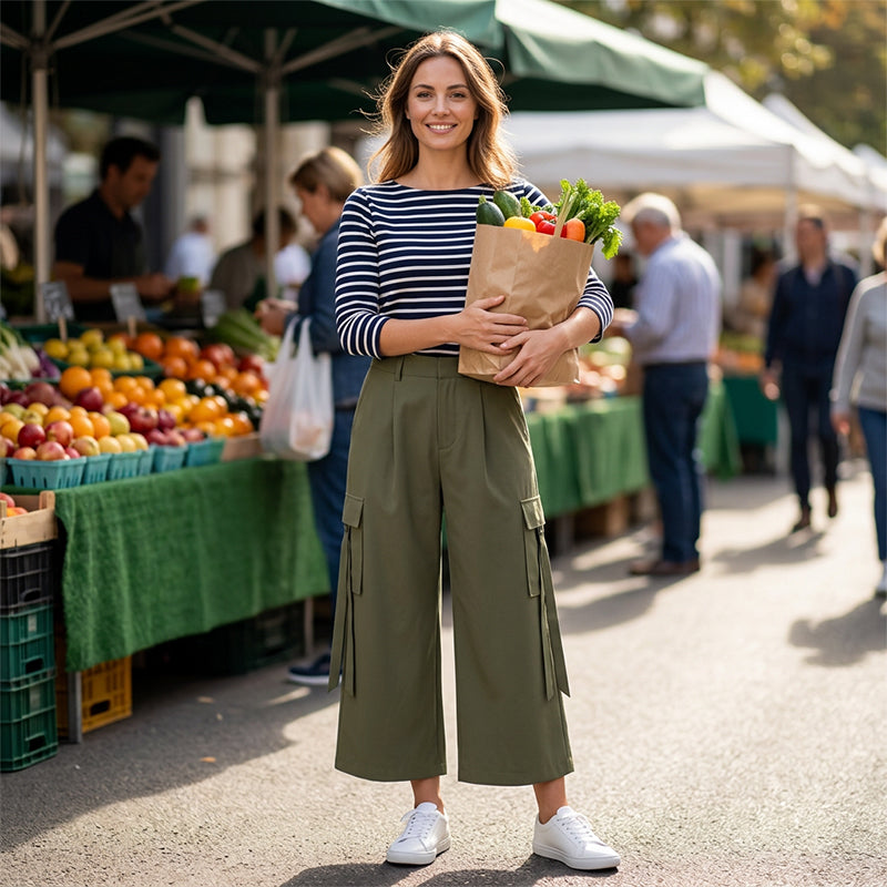 Pantalons cargo courts à jambes larges pour femmes