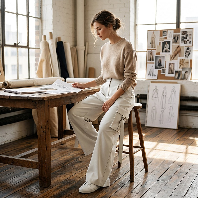 Pantalons cargo courts à jambes larges pour femmes