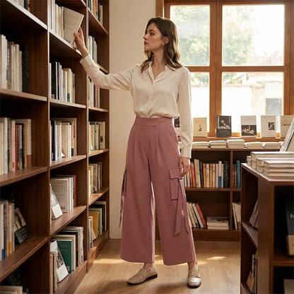 Pantalons cargo courts à jambes larges pour femmes