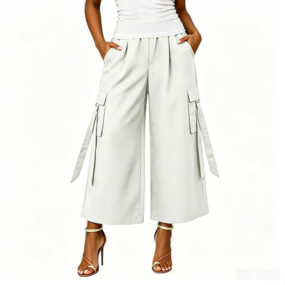Pantalons cargo courts à jambes larges pour femmes