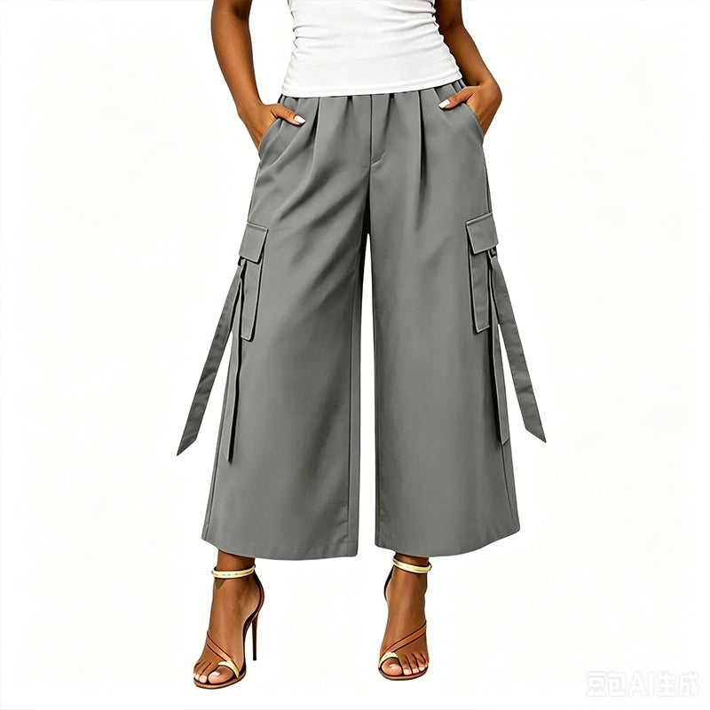 Pantalons cargo courts à jambes larges pour femmes