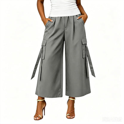 Pantalons cargo courts à jambes larges pour femmes