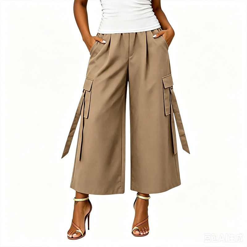 Pantalons cargo courts à jambes larges pour femmes