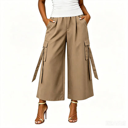 Pantalons cargo courts à jambes larges pour femmes