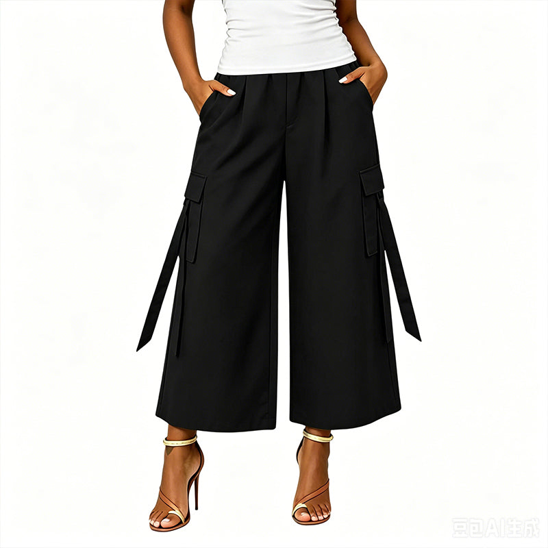 Pantalons cargo courts à jambes larges pour femmes