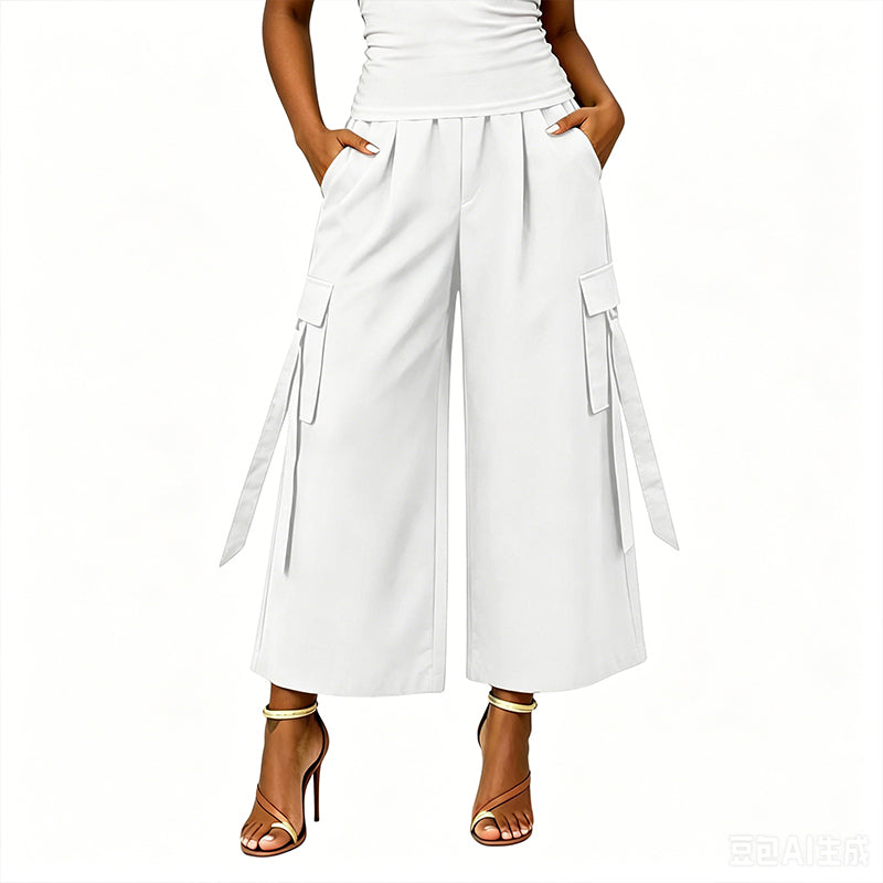 Pantalons cargo courts à jambes larges pour femmes