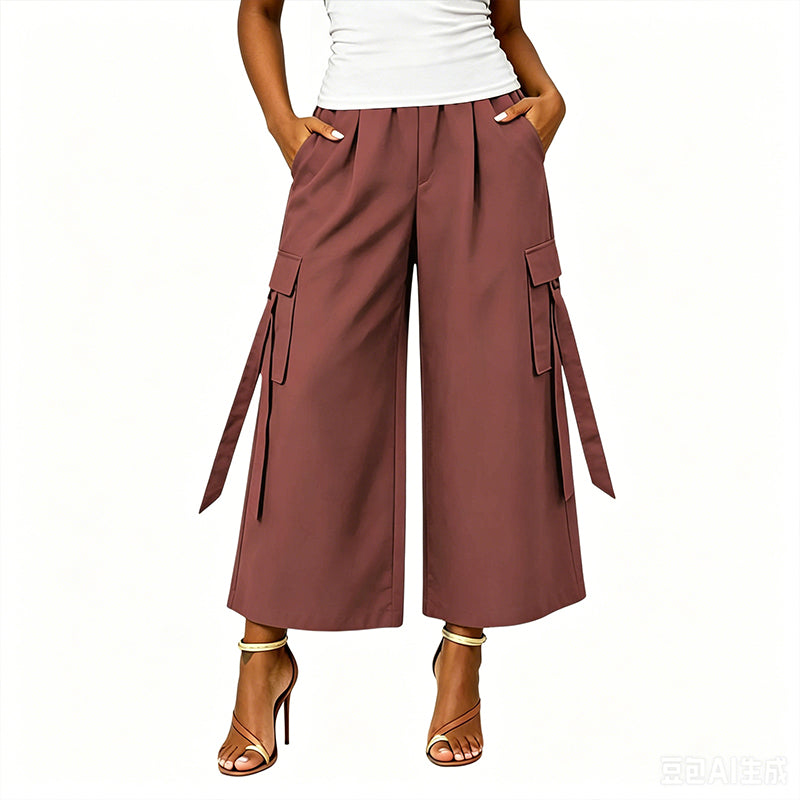 Pantalons cargo courts à jambes larges pour femmes