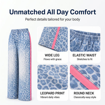 Haut ample et pantalon à imprimé léopard pour femme