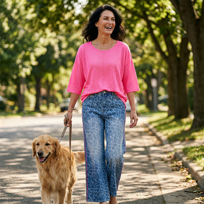 Haut ample et pantalon à imprimé léopard pour femme