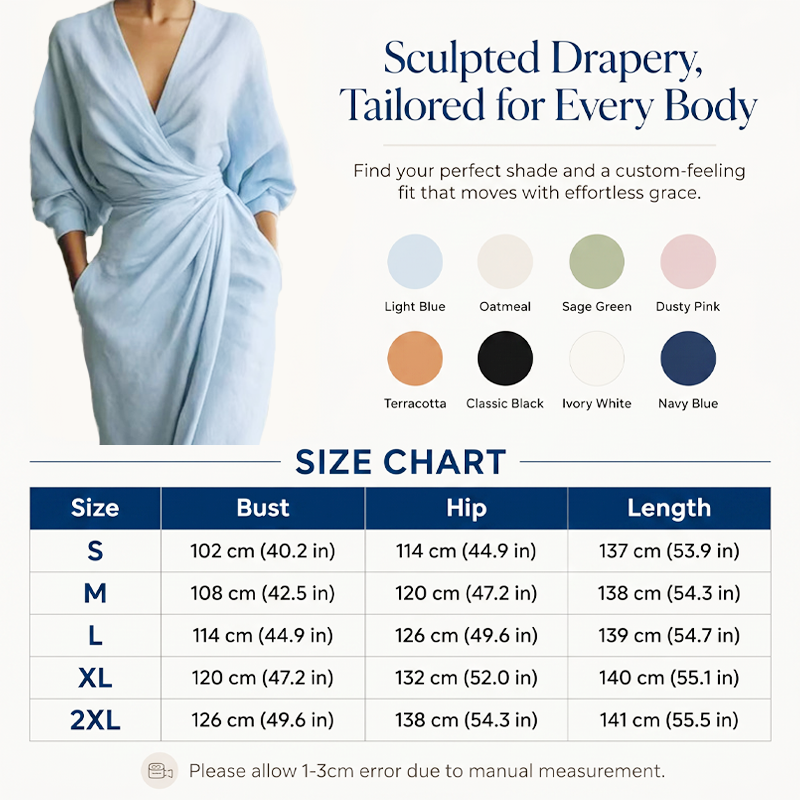 Robe longue élégante à col en V et coupe enveloppante pour femme