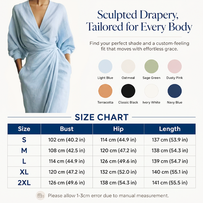 Robe longue élégante à col en V et coupe enveloppante pour femme