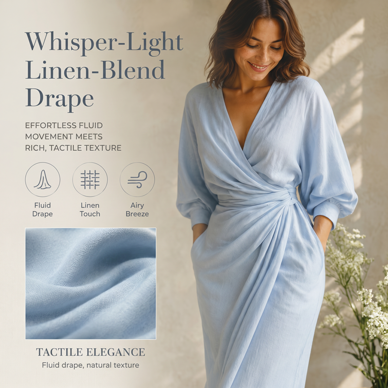 Robe longue élégante à col en V et coupe enveloppante pour femme