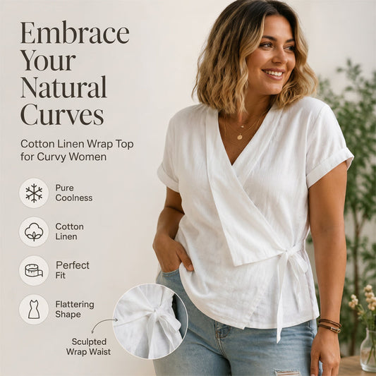 Haut à manches courtes, col en V et taille nouée pour femme
