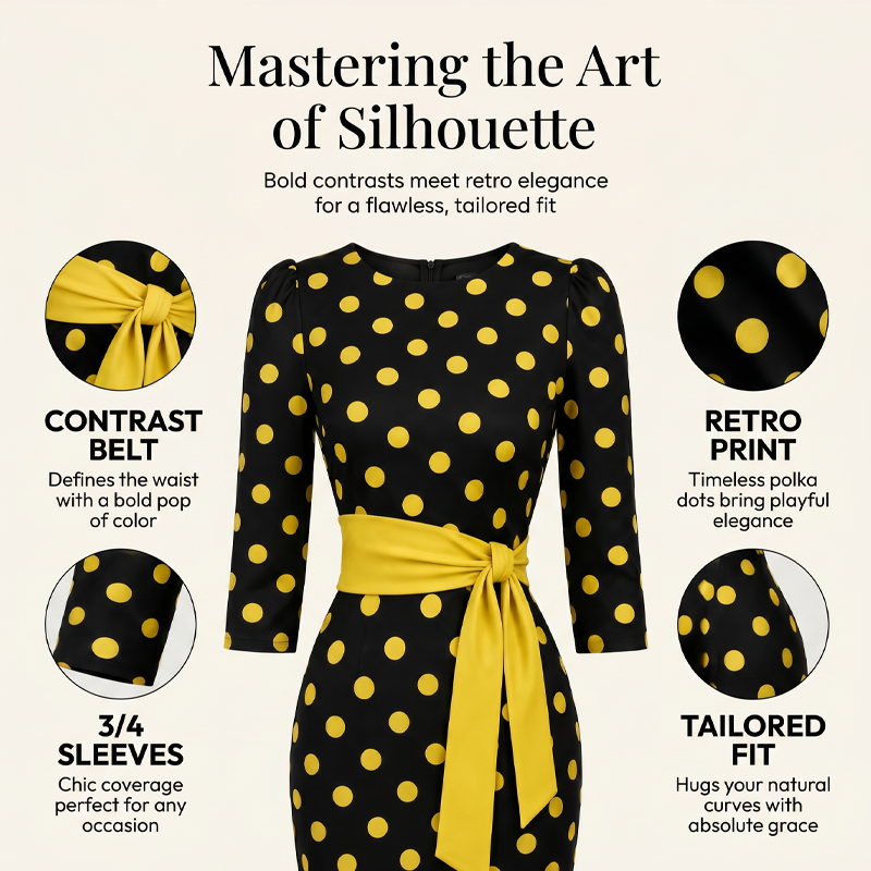Robe rétro élégante à pois pour femme