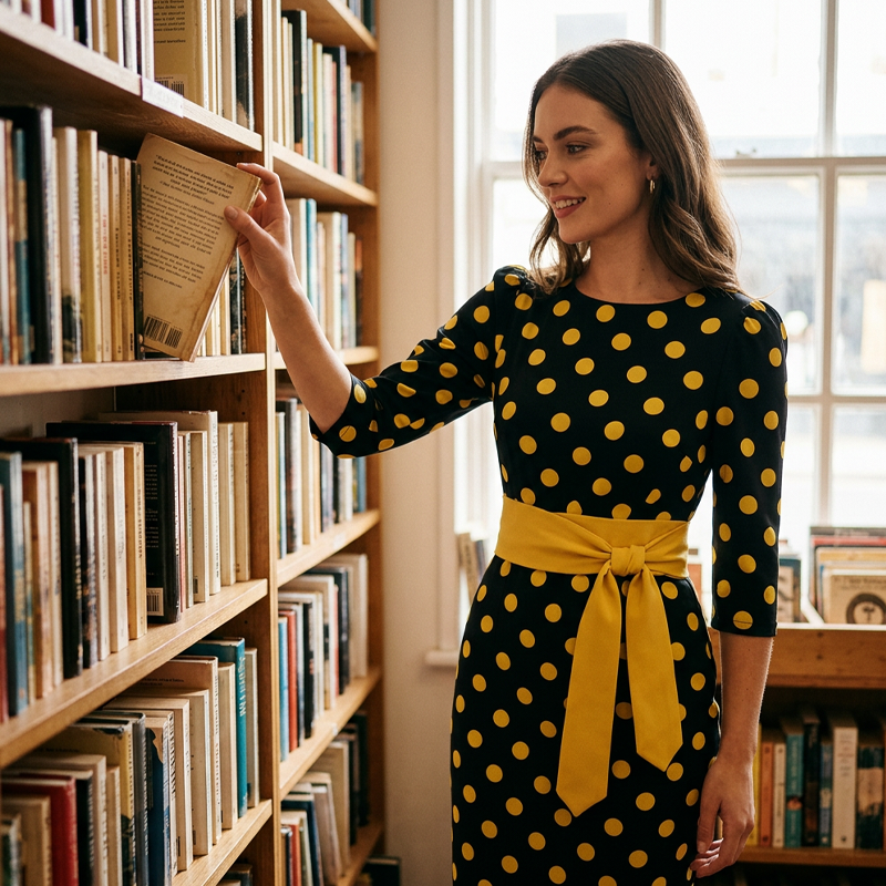 Robe rétro élégante à pois pour femme