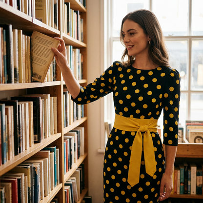Robe rétro élégante à pois pour femme