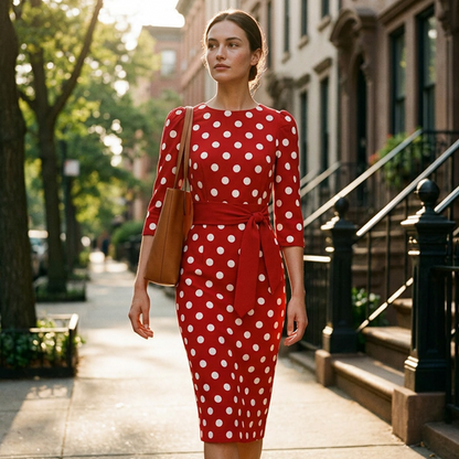 Robe rétro élégante à pois pour femme