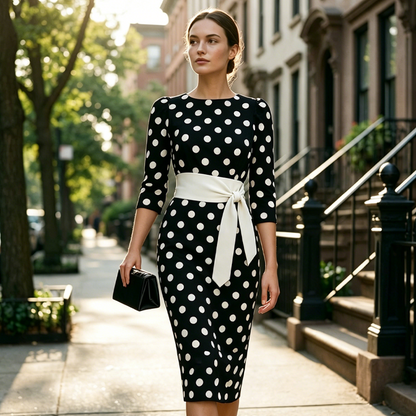 Robe rétro élégante à pois pour femme