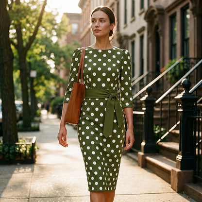 Robe rétro élégante à pois pour femme