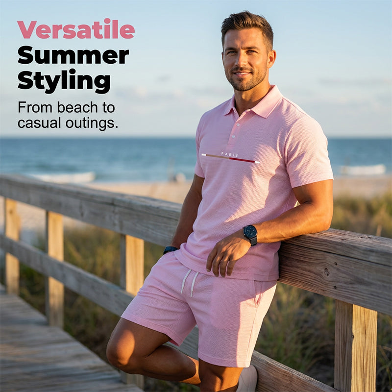 👕☀️ PROMO FLASH 50% ! Ensemble Polo + Short Homme 2 Pièces – Tissu Polyester Respirant, Col Classique, Ceinture Élastique, 10 Couleurs, Tailles S-4XL ✨