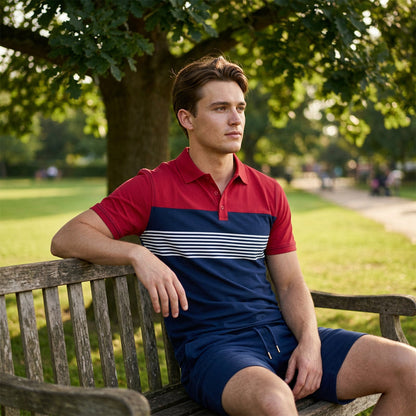👕☀️ PROMO FLASH 50% ! Ensemble Polo + Short Homme 2 Pièces – Tissu Polyester Respirant, Col Classique, Ceinture Élastique, 10 Couleurs, Tailles S-4XL ✨