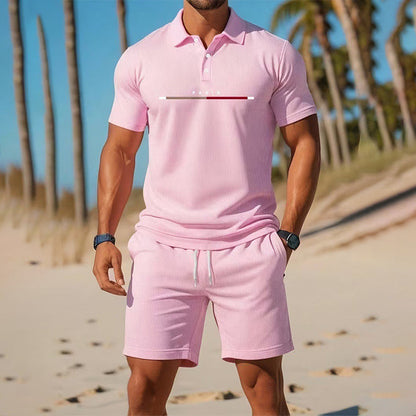 👕☀️ PROMO FLASH 50% ! Ensemble Polo + Short Homme 2 Pièces – Tissu Polyester Respirant, Col Classique, Ceinture Élastique, 10 Couleurs, Tailles S-4XL ✨