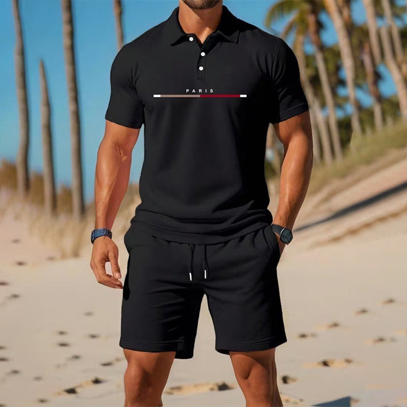 👕☀️ PROMO FLASH 50% ! Ensemble Polo + Short Homme 2 Pièces – Tissu Polyester Respirant, Col Classique, Ceinture Élastique, 10 Couleurs, Tailles S-4XL ✨