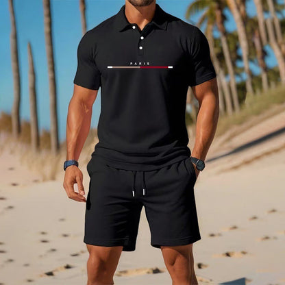 👕☀️ PROMO FLASH 50% ! Ensemble Polo + Short Homme 2 Pièces – Tissu Polyester Respirant, Col Classique, Ceinture Élastique, 10 Couleurs, Tailles S-4XL ✨