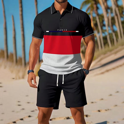 👕☀️ PROMO FLASH 50% ! Ensemble Polo + Short Homme 2 Pièces – Tissu Polyester Respirant, Col Classique, Ceinture Élastique, 10 Couleurs, Tailles S-4XL ✨