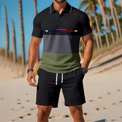 👕☀️ PROMO FLASH 50% ! Ensemble Polo + Short Homme 2 Pièces – Tissu Polyester Respirant, Col Classique, Ceinture Élastique, 10 Couleurs, Tailles S-4XL ✨