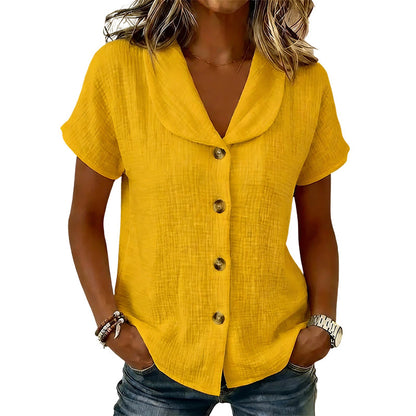 🔔 Plus que 100 pièces ! 🌺 Chemise à manches courtes en coton et lin pour femme