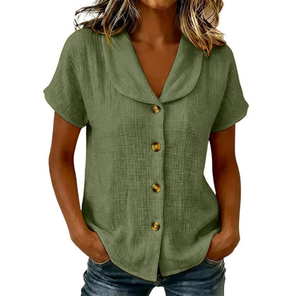 🔔 Plus que 100 pièces ! 🌺 Chemise à manches courtes en coton et lin pour femme