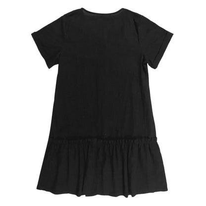 Robe à nouer pour femme, robe d'été ample en coton et lin, avec ourlet à volants, robe décontractée à manches courtes
