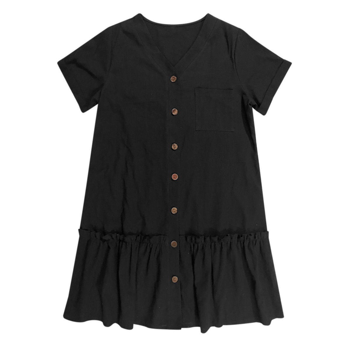 Robe à nouer pour femme, robe d'été ample en coton et lin, avec ourlet à volants, robe décontractée à manches courtes