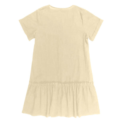 Robe à nouer pour femme, robe d'été ample en coton et lin, avec ourlet à volants, robe décontractée à manches courtes