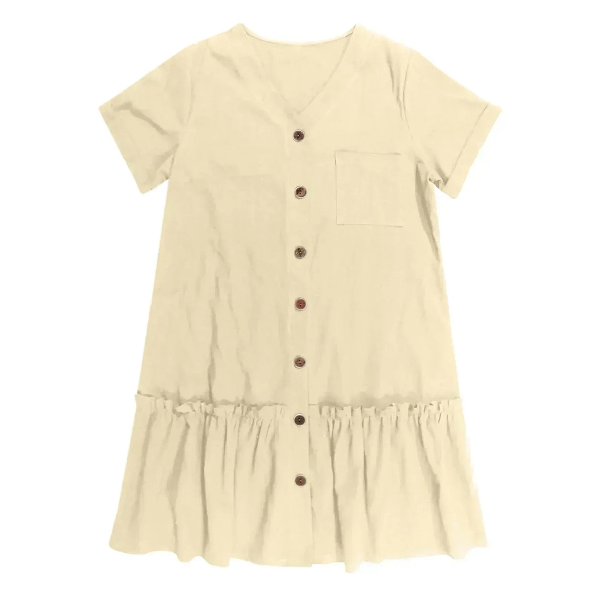 Robe à nouer pour femme, robe d'été ample en coton et lin, avec ourlet à volants, robe décontractée à manches courtes