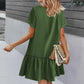 Robe à nouer pour femme, robe d'été ample en coton et lin, avec ourlet à volants, robe décontractée à manches courtes