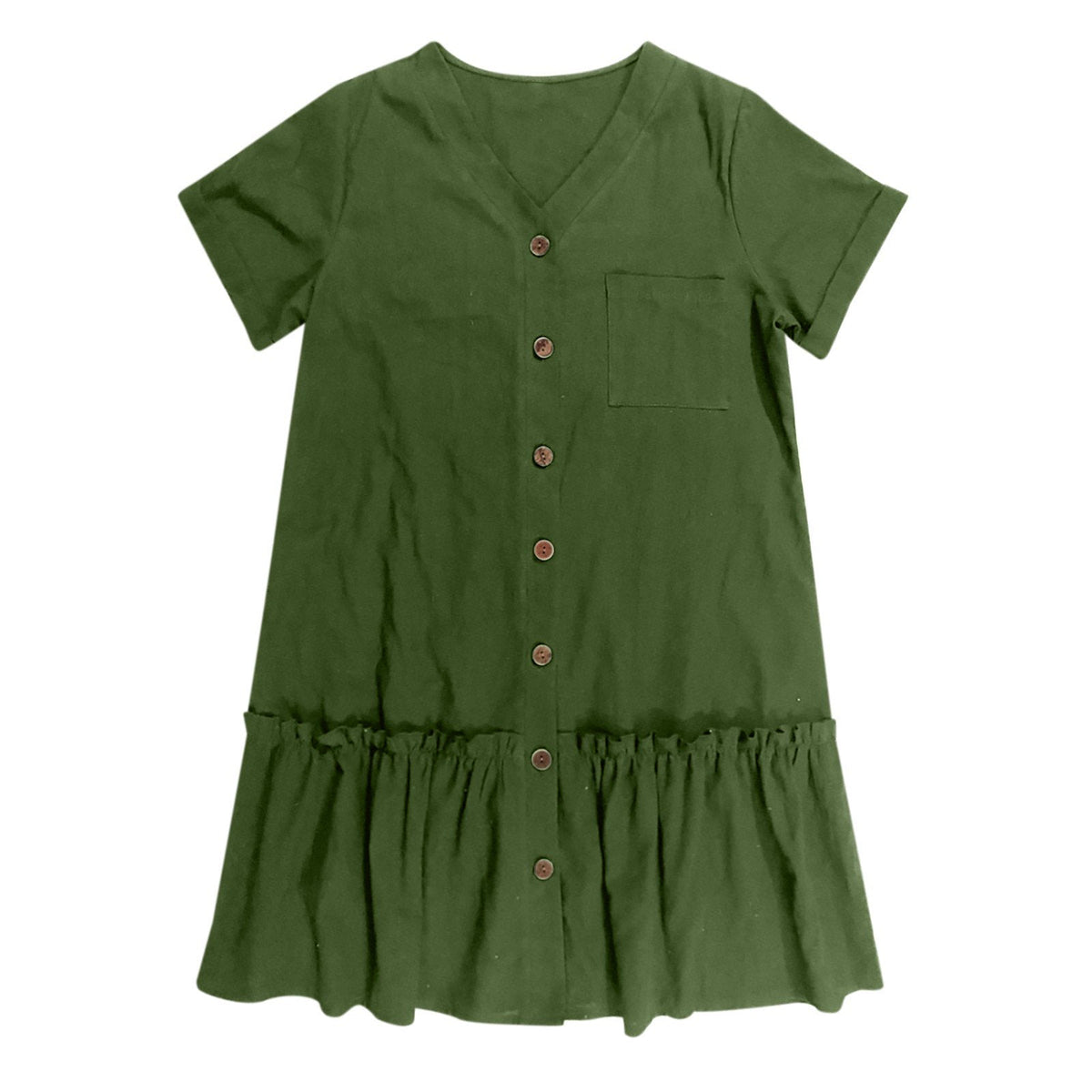 Robe à nouer pour femme, robe d'été ample en coton et lin, avec ourlet à volants, robe décontractée à manches courtes